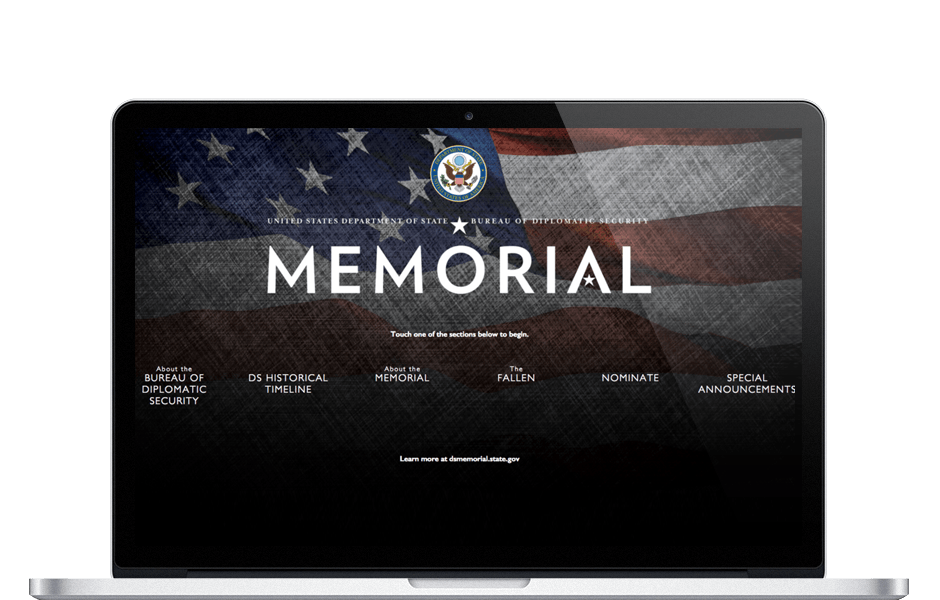 Screenshot of the Touch Based DS Fallen Interactive Kiosk Memorial for Federal Government Agency Contract